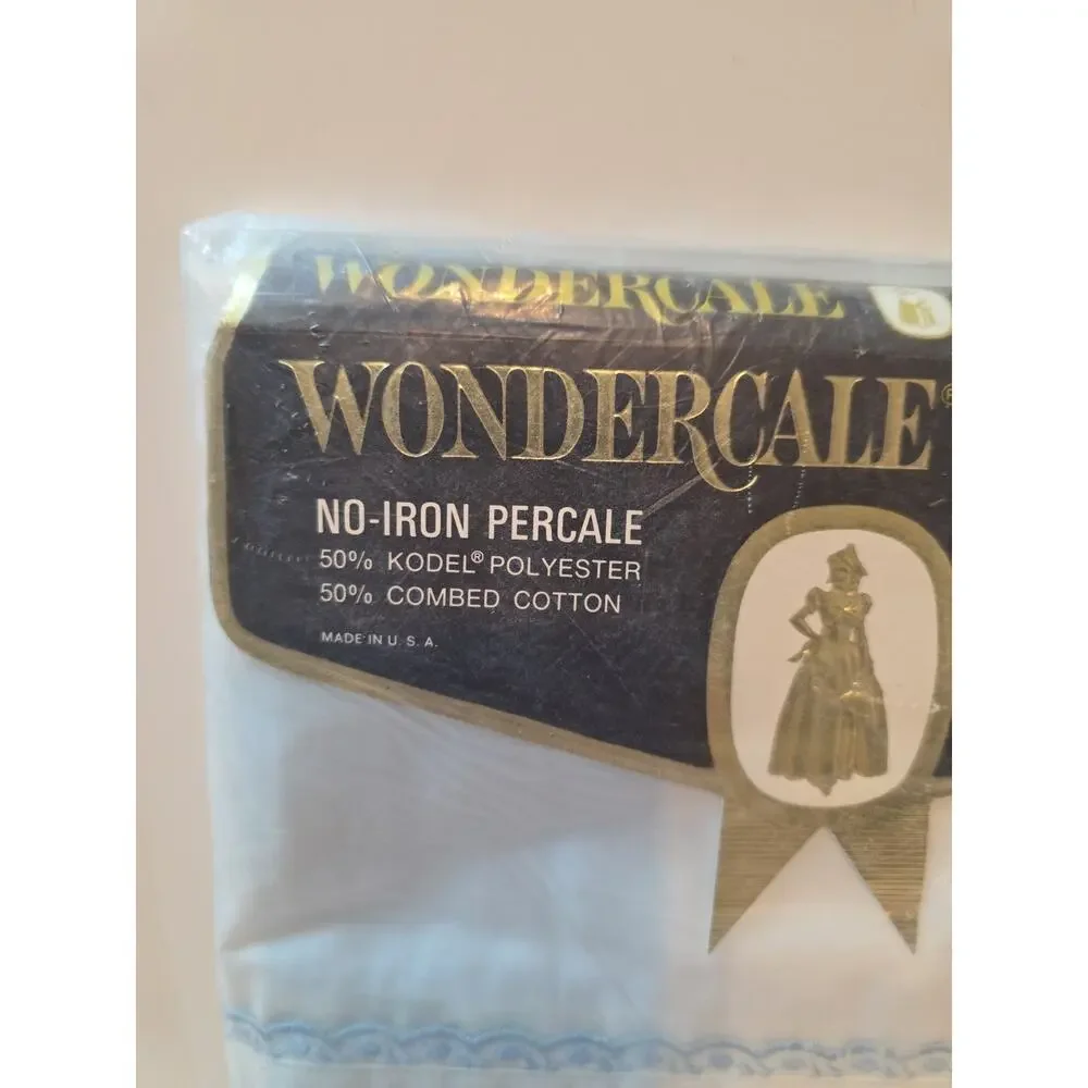 Wondercale Twin Flat No Iron Percale Made In USA Blue Roses Floral